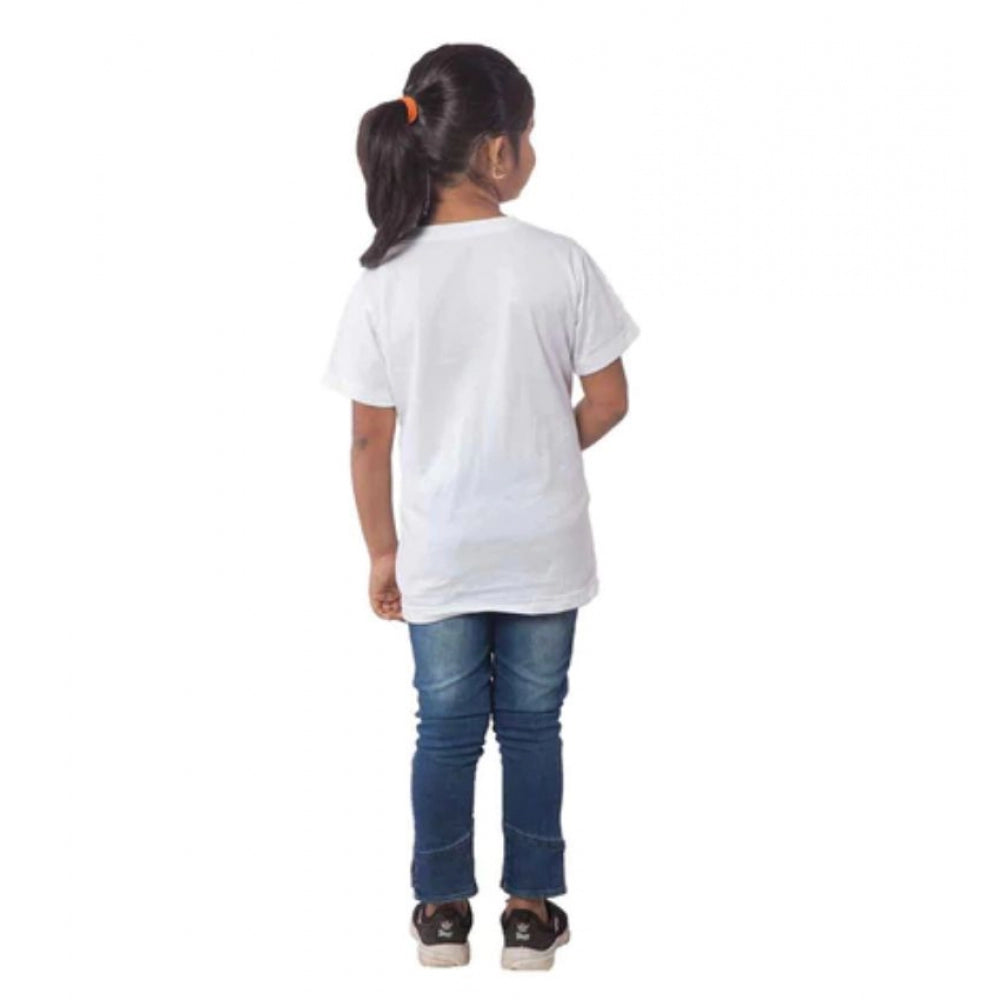 Amfyn Girls Cotton Tribal Half Sleeve TShirt (White)