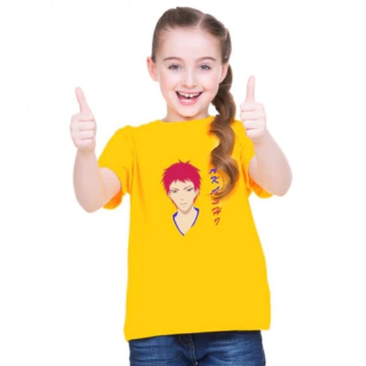 Amfyn Girls Cotton Akashi Half Sleeve TShirt (Yellow)