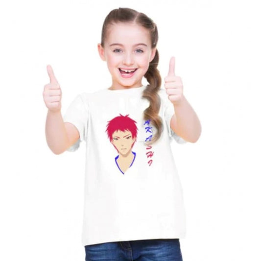 Amfyn Girls Cotton Akashi Half Sleeve TShirt (White)