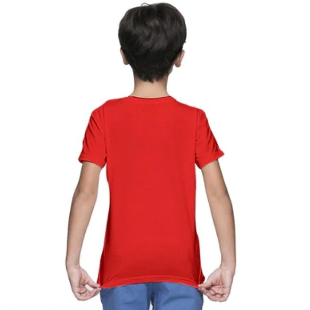 Amfyn Boys Cotton Plain Half Sleeve TShirt (Red)