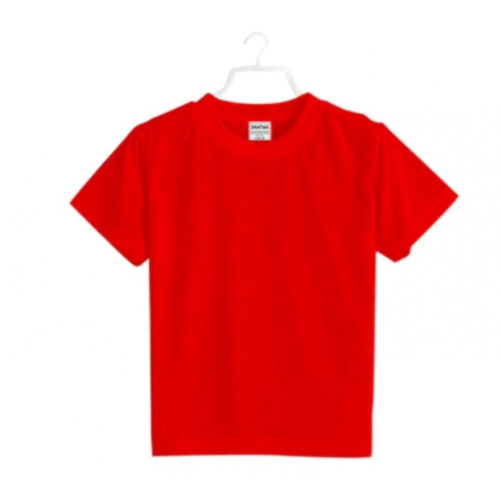 Amfyn Boys Cotton Plain Half Sleeve TShirt (Red)