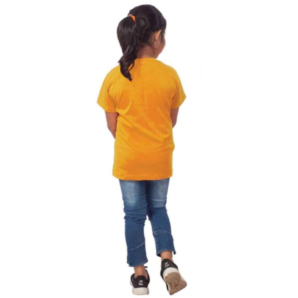 Amfyn Girls Cotton Adelie Half Sleeve TShirt (Mustard)