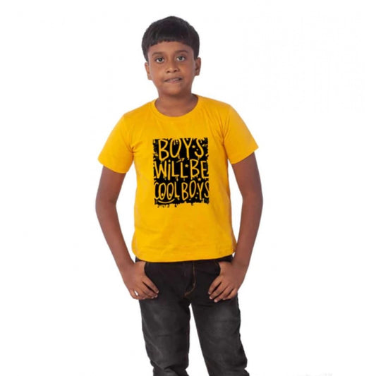 Amfyn Boys Cotton Will Be Cool Half Sleeve TShirt (Mustard)