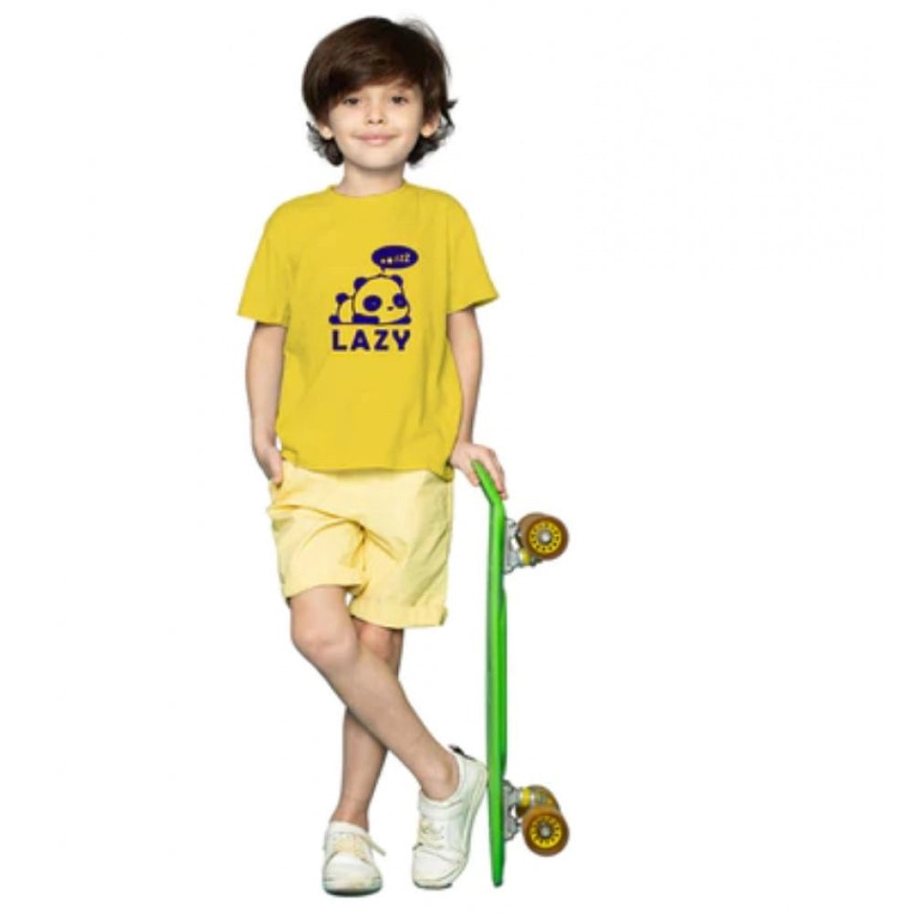 Amfyn Boys Cotton Lazy Half Sleeve TShirt (Mustard)