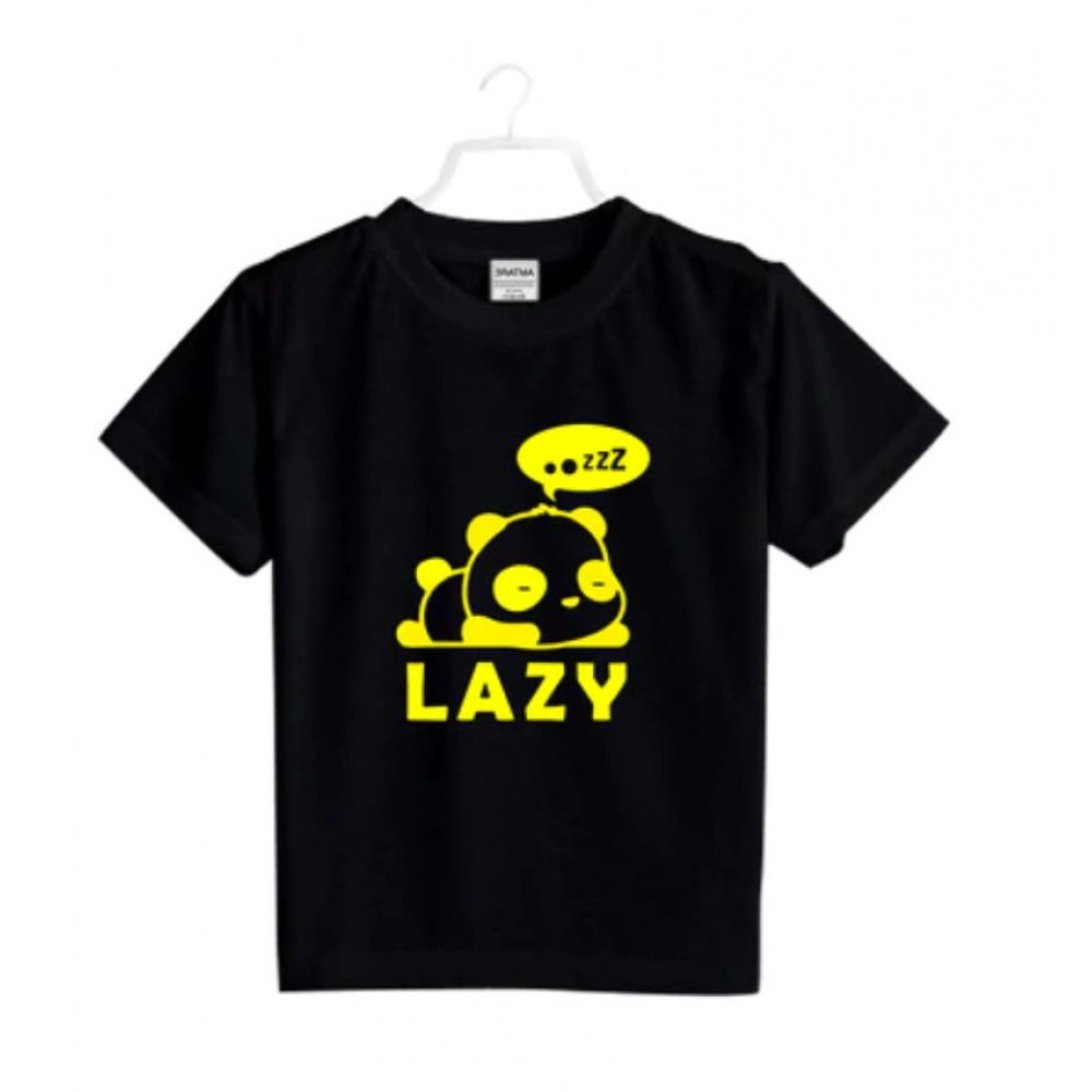 Amfyn Boys Cotton Lazy Half Sleeve TShirt (Black)