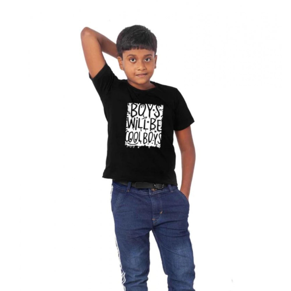 Amfyn Boys Cotton Will Be Cool Half Sleeve TShirt (Black)