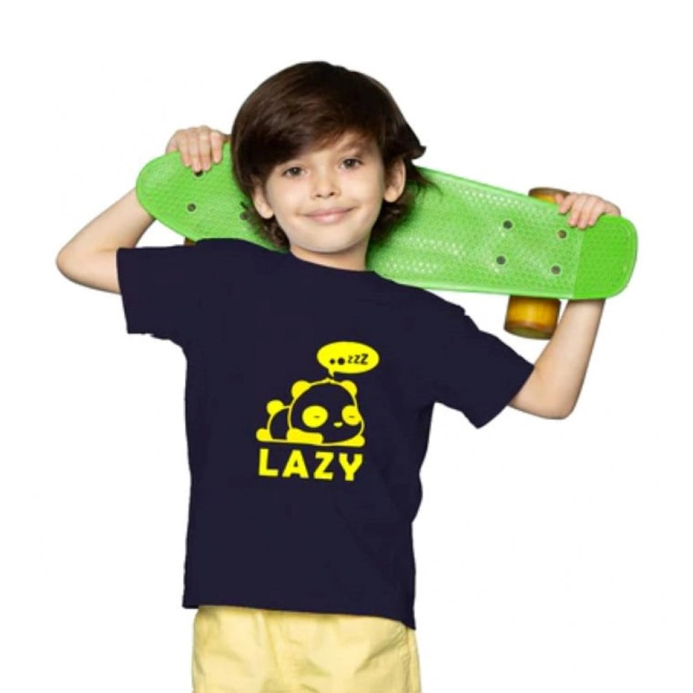 Amfyn Boys Cotton Lazy Half Sleeve TShirt (Black)