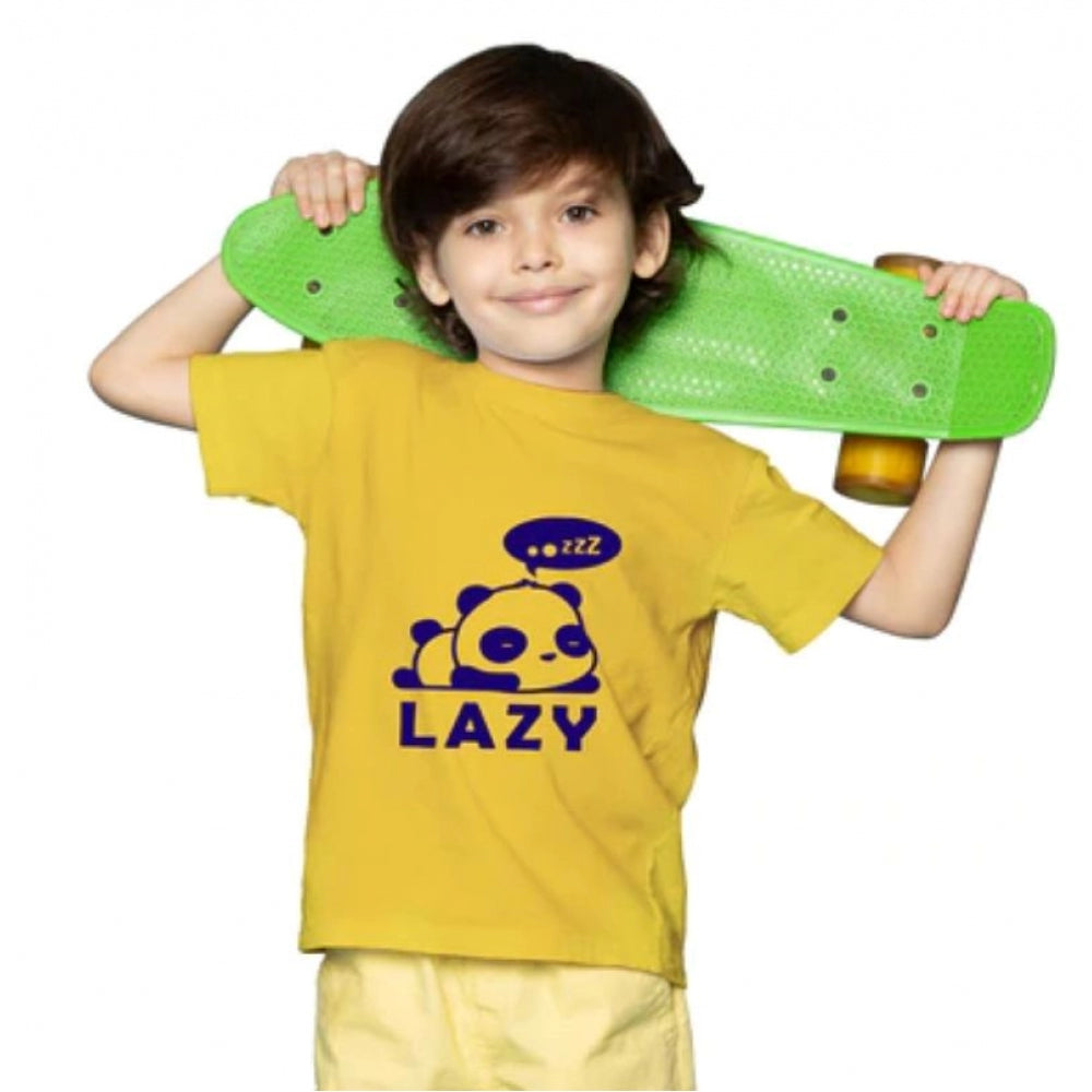 Amfyn Boys Cotton Lazy Half Sleeve TShirt (Mustard)