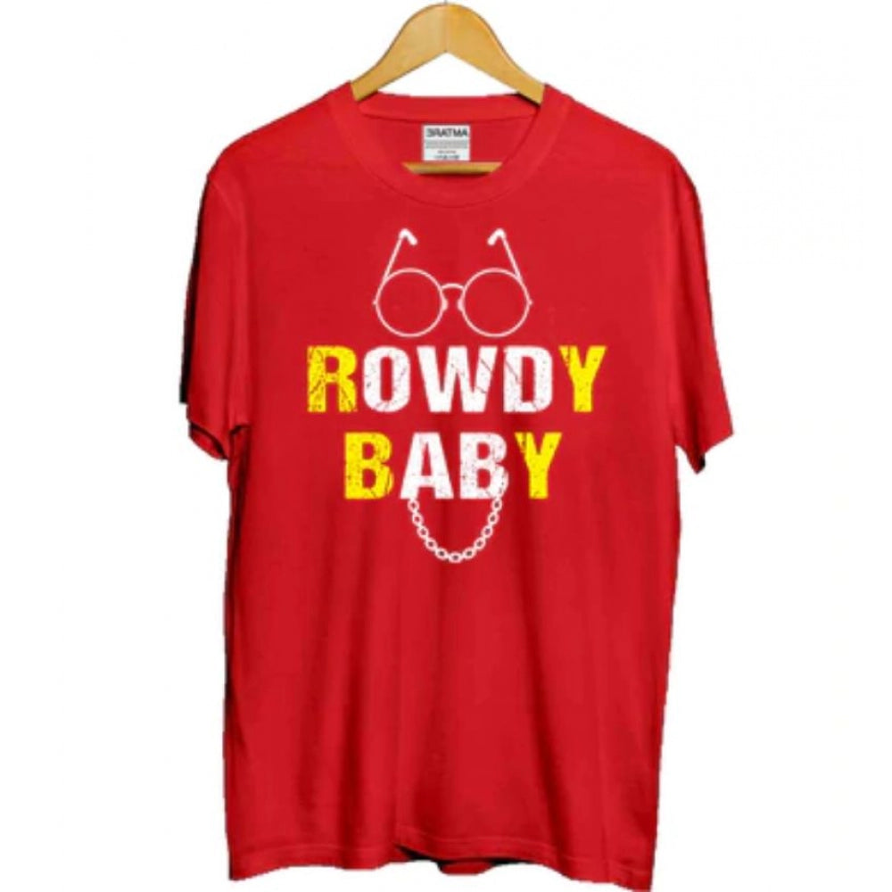 Amfyn Girls Cotton Rowdy Baby Half Sleeve TShirt (Red)