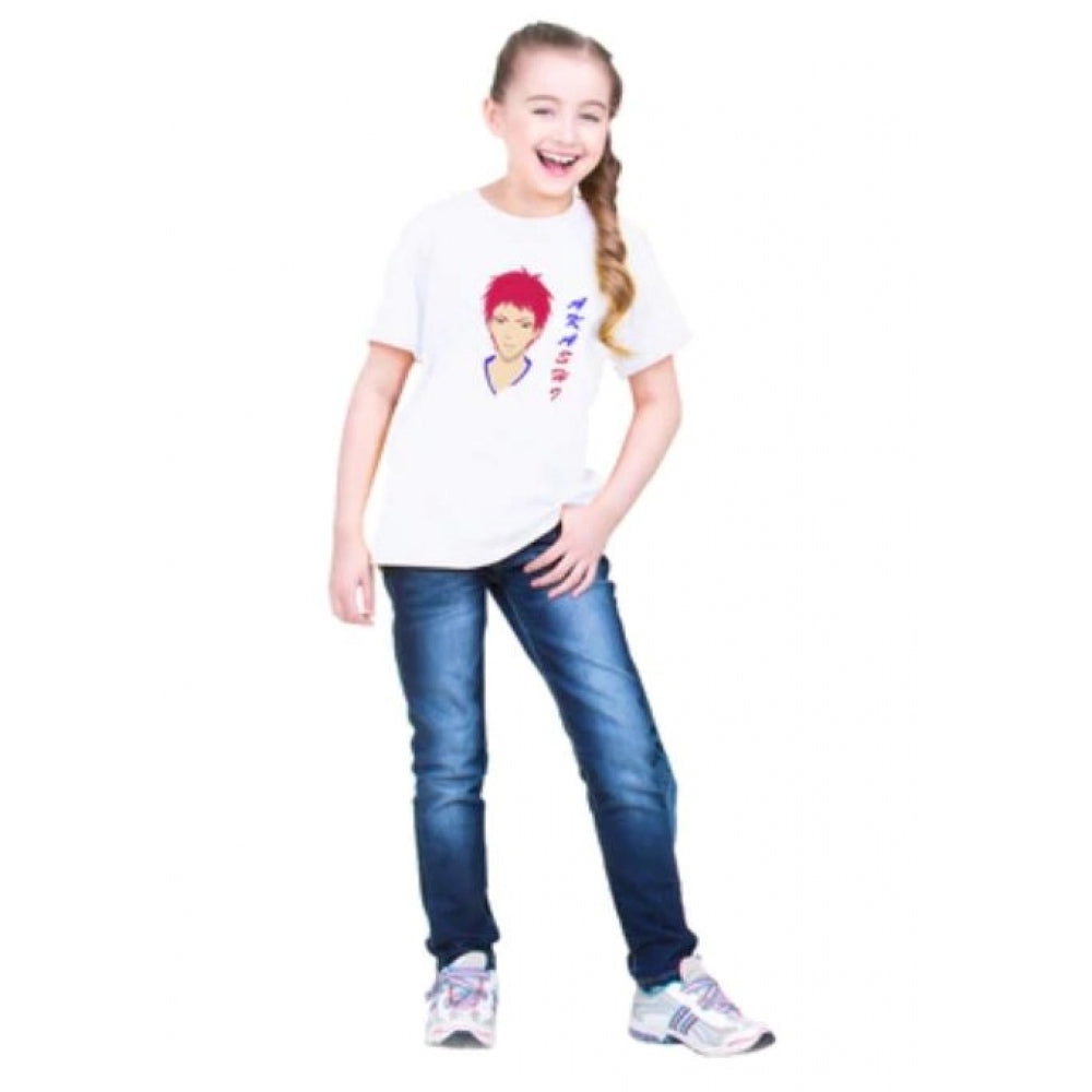 Amfyn Girls Cotton Akashi Half Sleeve TShirt (White)