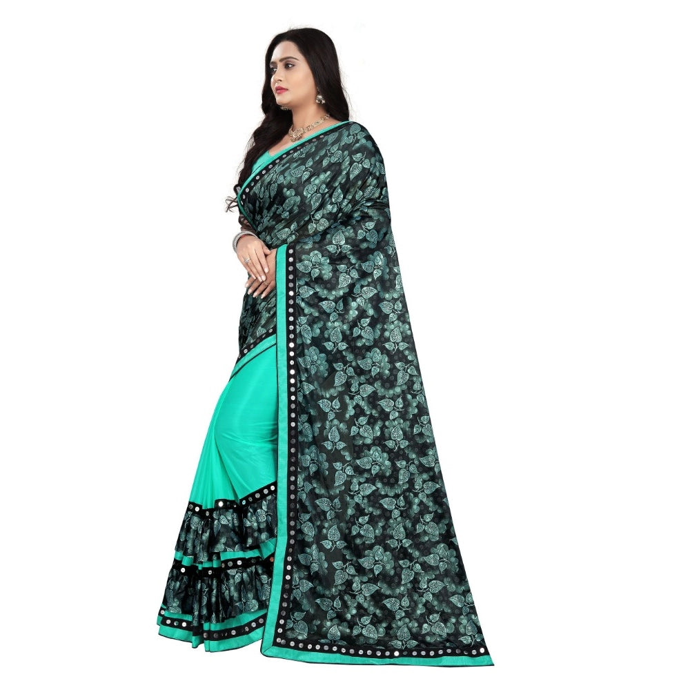 Amfyn Women's Lycra Blend Saree with Blouse (Rama, 5-6 Mtrs)