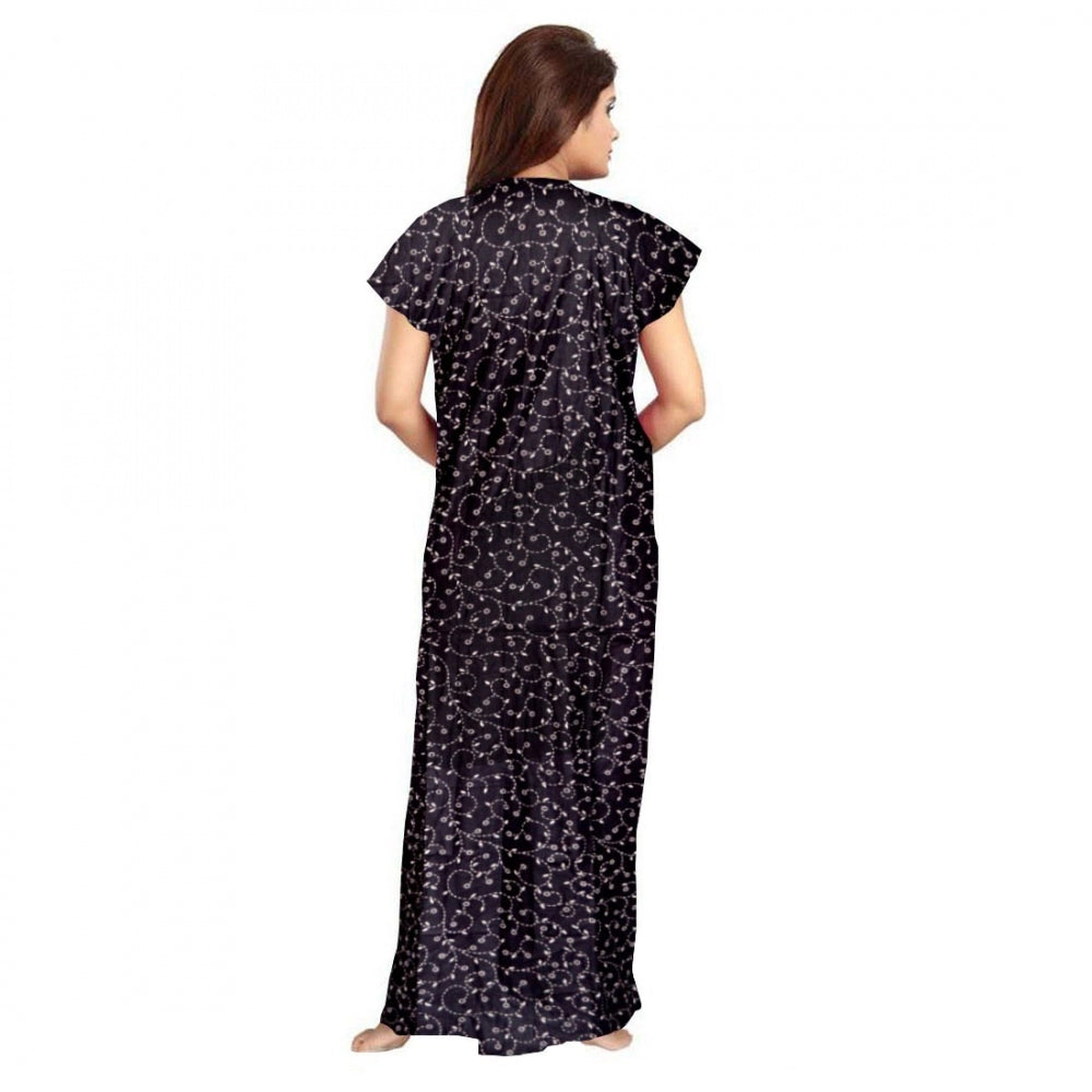 Fashion Women's Cotton Printed Maxi Nighty (Greay)