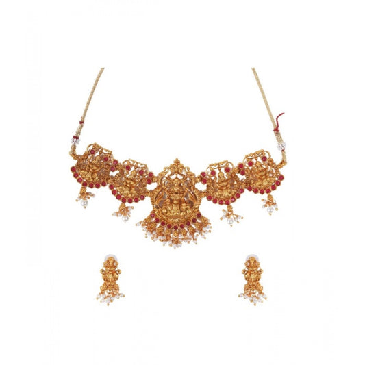 Fashion Women's Elegent Temple Jewellery Set (Maroon, Free Size)