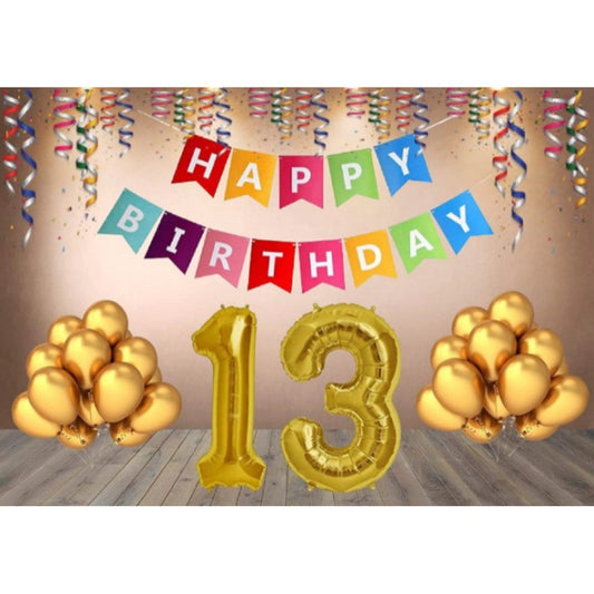 Amfyn 13Th Happy Birthday Decoration Combo With Multi Color Banner (Multicolor)