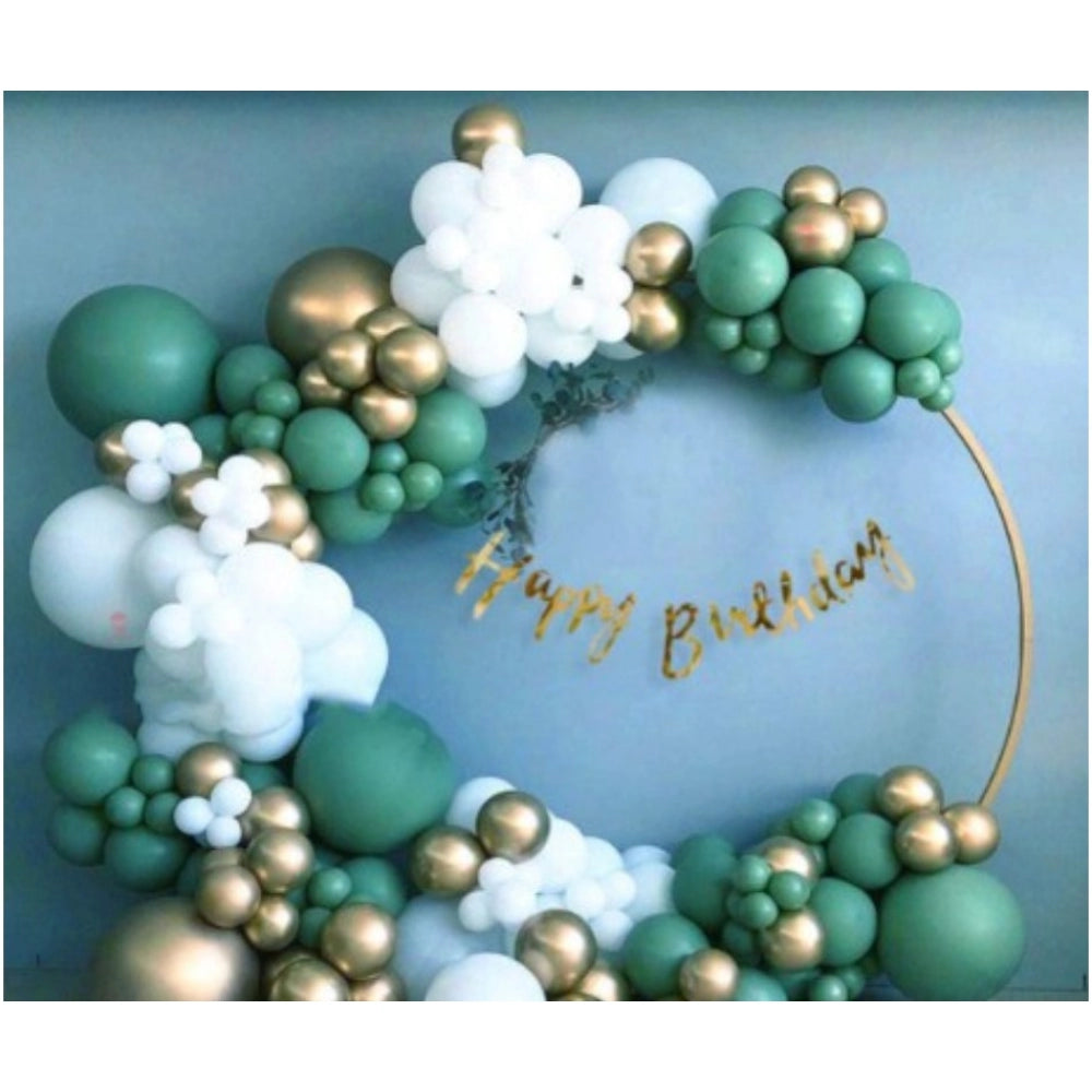 Fashion Birthday Decoration Combo Of Gold Birthday Banner, Metallic Balloons, Balloonpump (Multicolor)