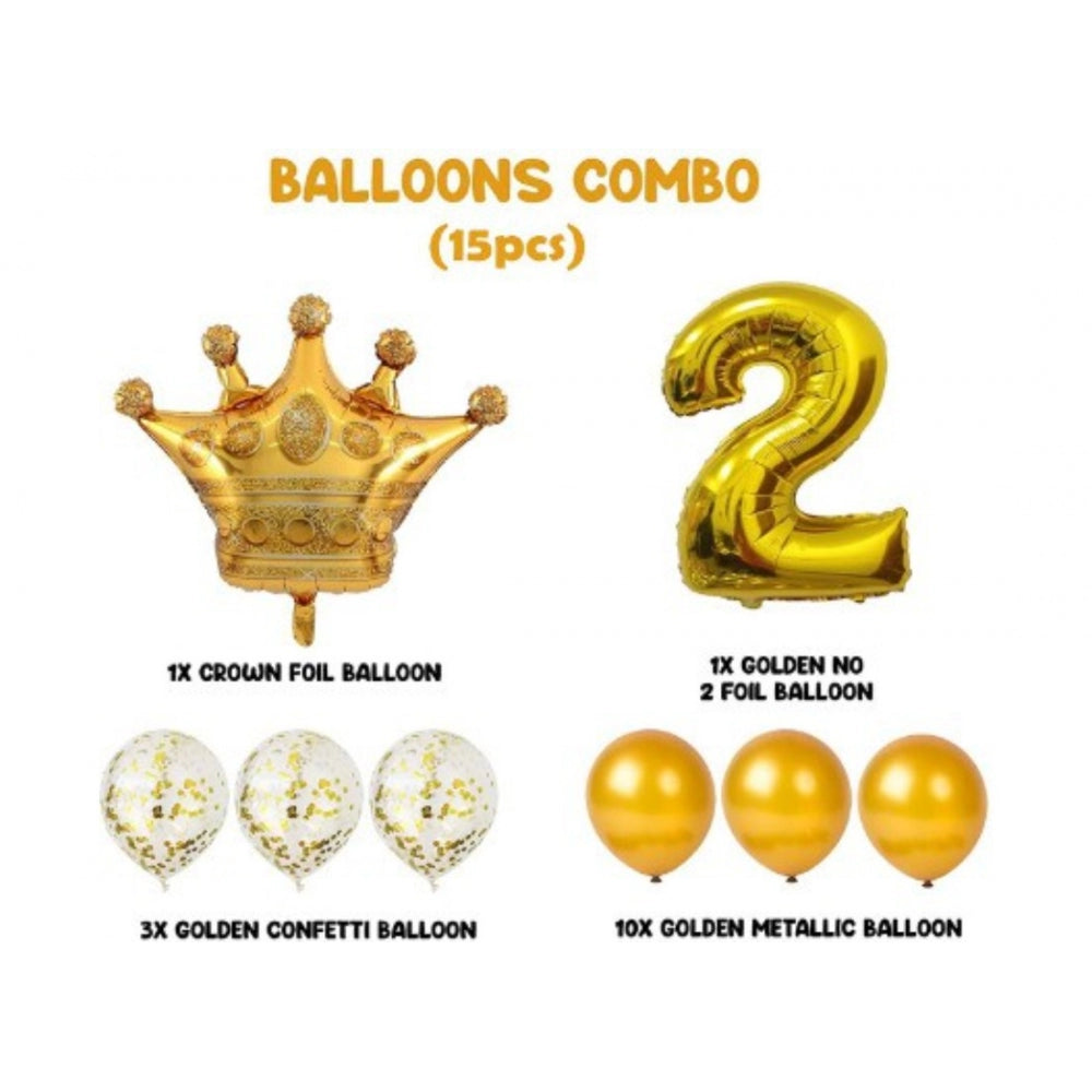 Fashion 2Nd Birthday Decoration Items For Boys Or Girls (Golden)