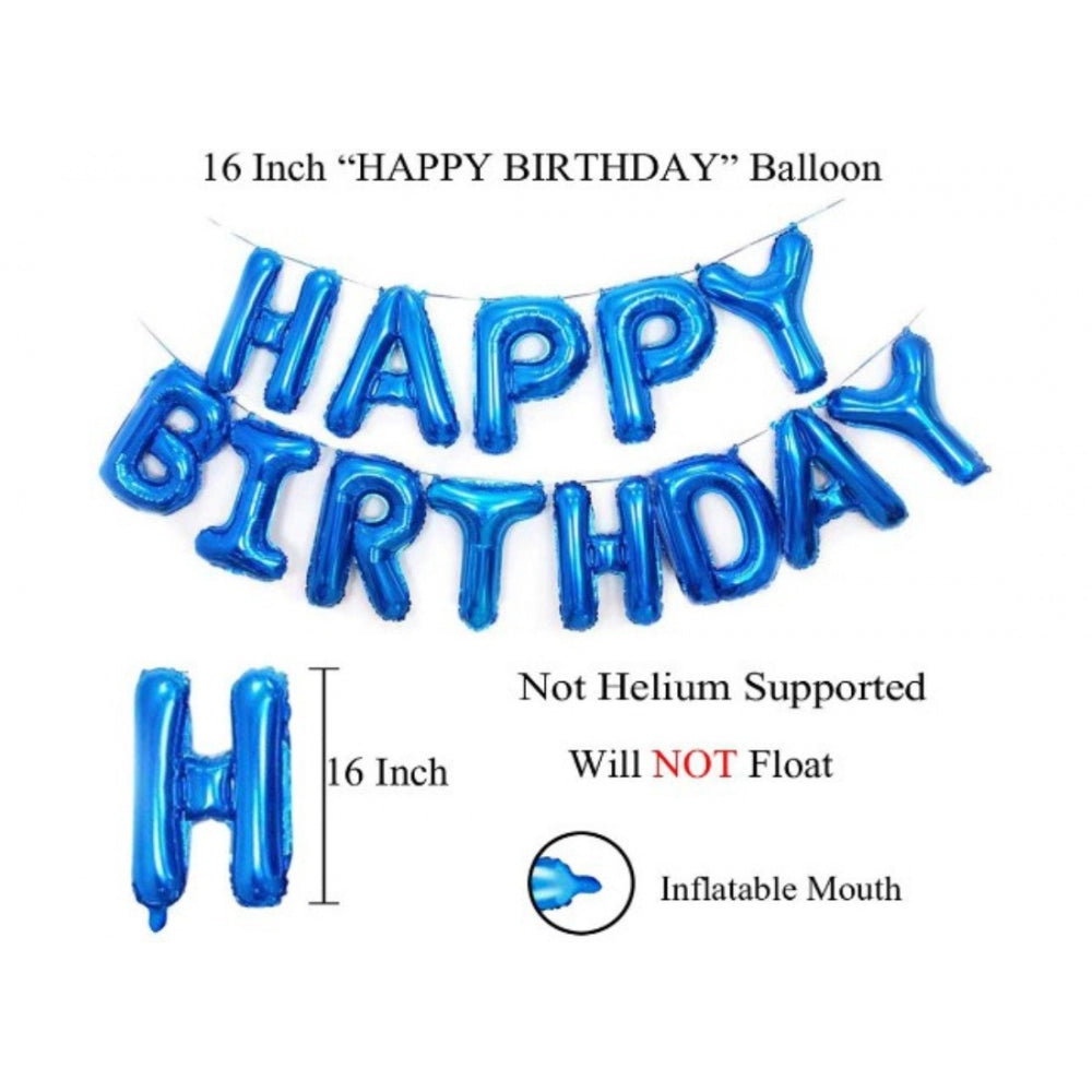 Fashion 6Th Happy Birthday Decoration Combo With Foil And Star Balloons (Blue, Silver)