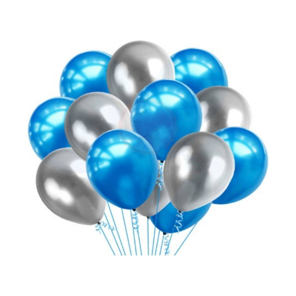 Fashion 2Nd Happy Birthday Decoration Combo With Foil And Star Balloons (Blue, Silver)