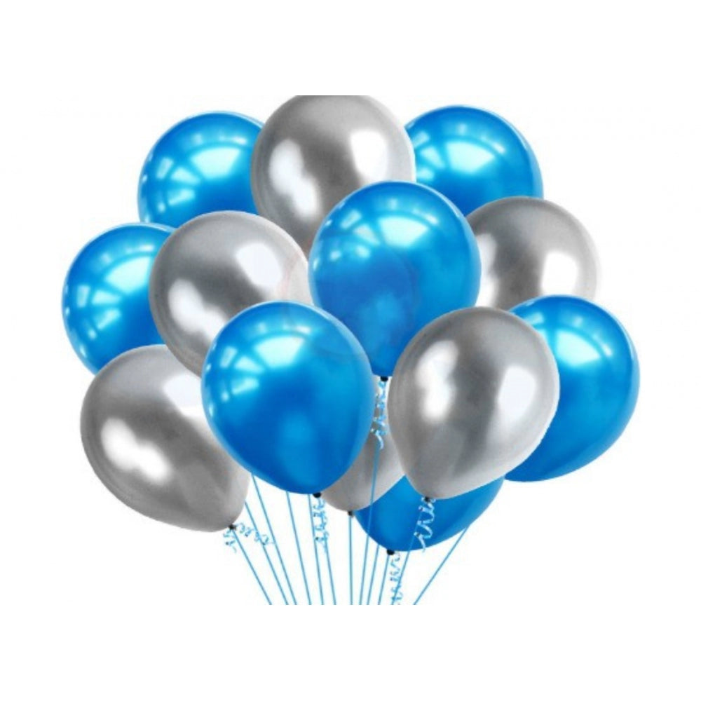 Amfyn 14Th Happy Birthday Decoration Combo With Foil And Star Balloons (Blue, Silver)