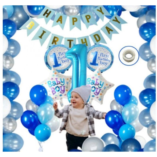 Fashion  1St Birthday Baby Boytheme Decorations Kit Combo (Blue)