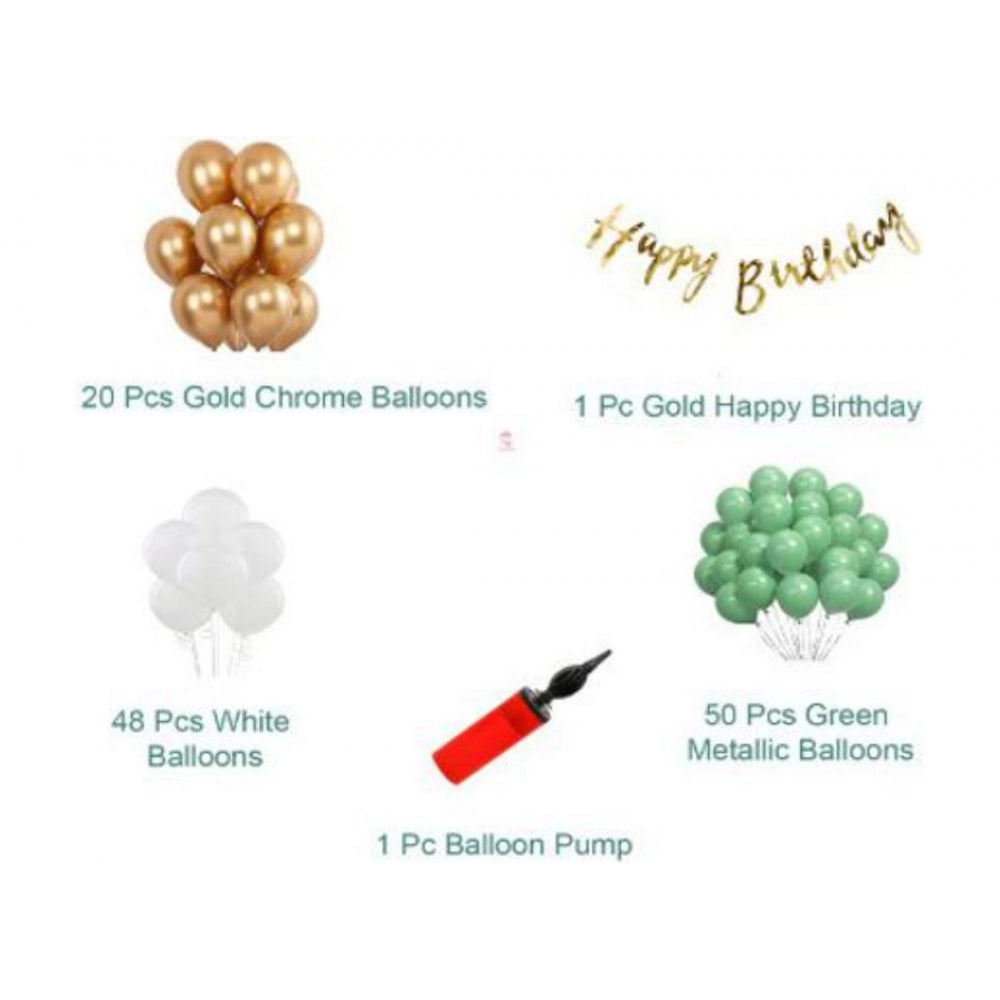 Fashion Birthday Decoration Combo Of Gold Birthday Banner, Metallic Balloons, Balloonpump (Multicolor)