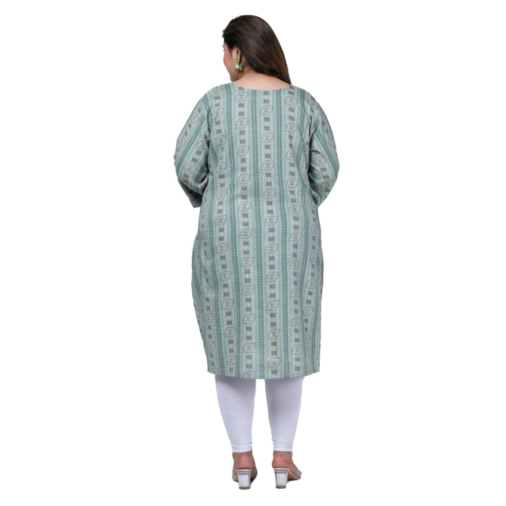 Amfyn Women's Office wear Golden Foil Capsule A-Line Kurti (Light Green)