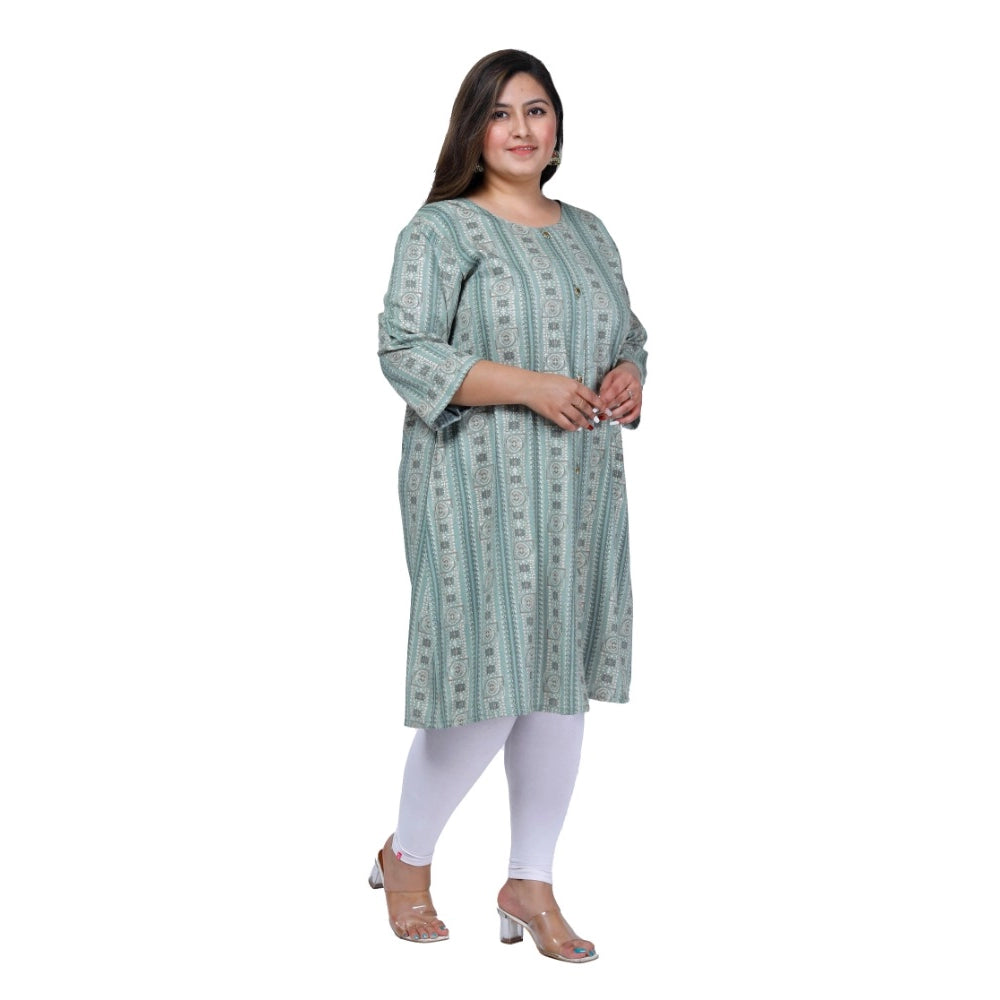 Amfyn Women's Office wear Golden Foil Capsule A-Line Kurti (Light Green)