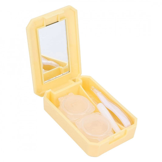 Amfyn Pack Of_2 Container Soak Storage Kit, Practical Contact Lens Box with Mirror for Travel for Home for Business Trip (Assorted)