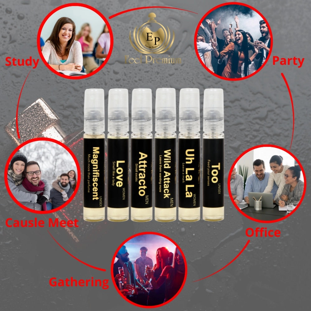 Amfyn Europa Combo Of 6 Unisex Pocket Perfume Sprays For Men And Women