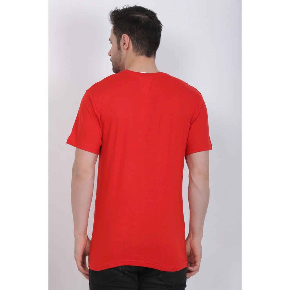 Amfyn Men's Cotton Jersey Round Neck Plain Tshirt (Red)