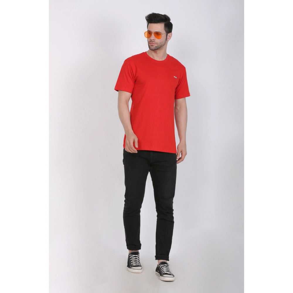 Amfyn Men's Cotton Jersey Round Neck Plain Tshirt (Red)