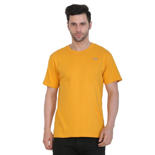 Fashion Men's Cotton Jersey Round Neck Plain Tshirt (Mustard Yellow)