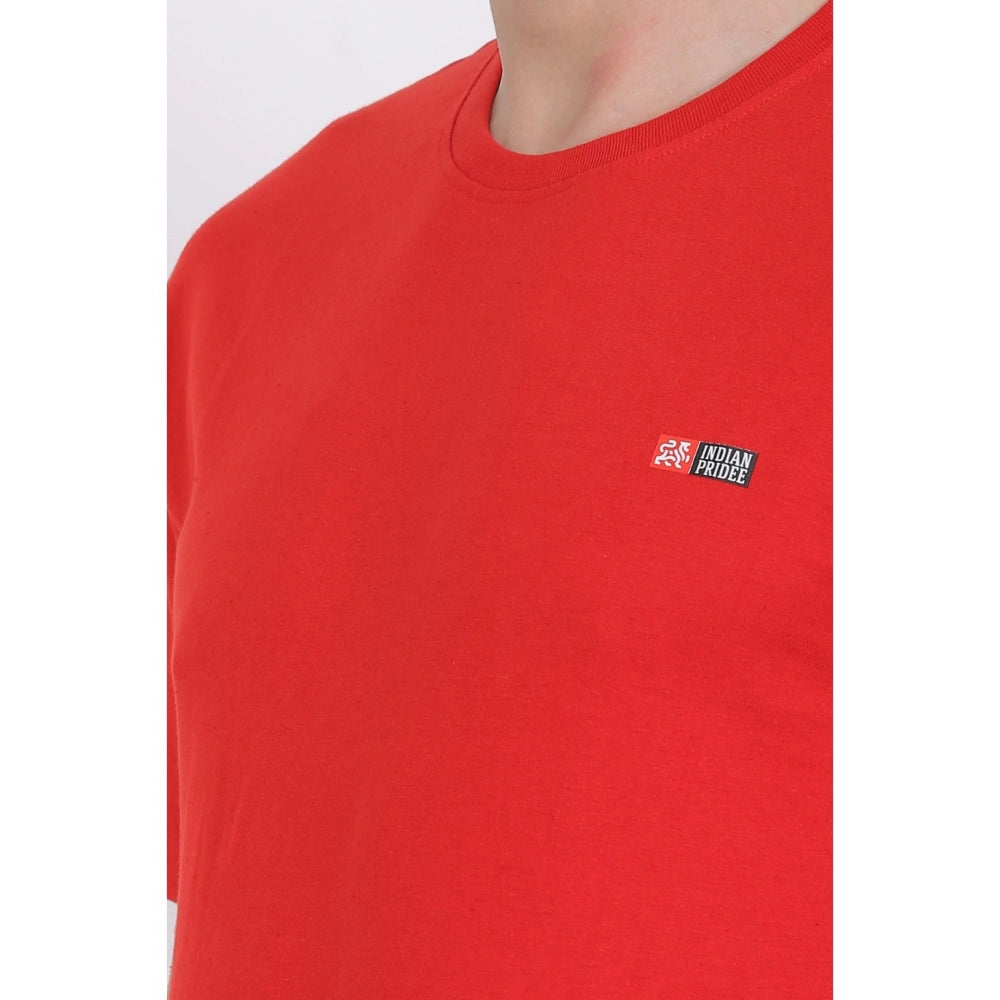 Amfyn Men's Cotton Jersey Round Neck Plain Tshirt (Red)