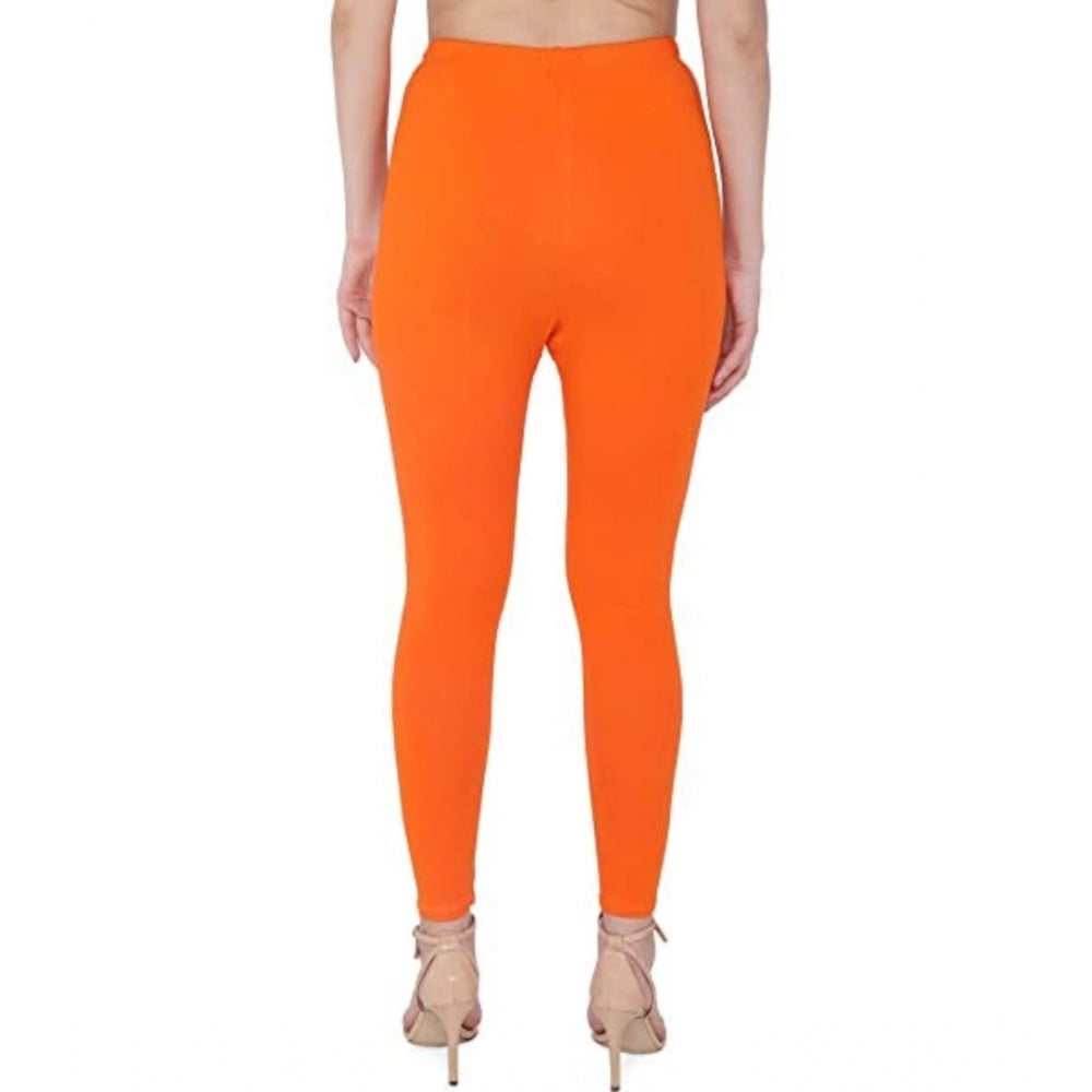 Amfyn Women's Cotton Stretchable Skin Fit Ankle Length Leggings (Orange)