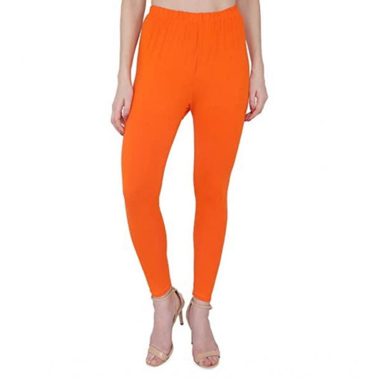 Amfyn Women's Cotton Stretchable Skin Fit Ankle Length Leggings (Orange)