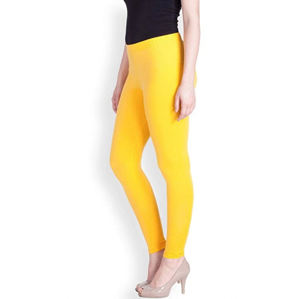 Amfyn Women's Cotton Stretchable Skin Fit Ankle Length Leggings (Yellow)