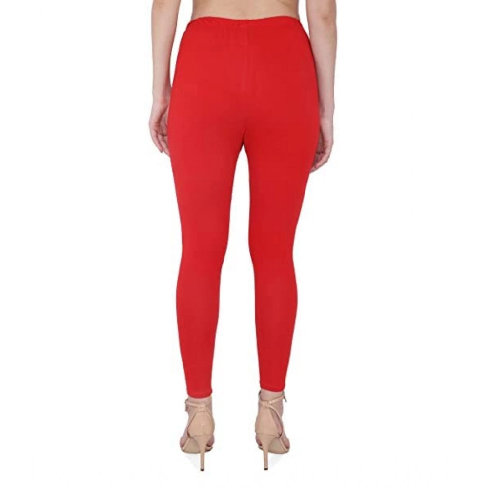 Amfyn Women's Cotton Stretchable Skin Fit Ankle Length Leggings (Red)