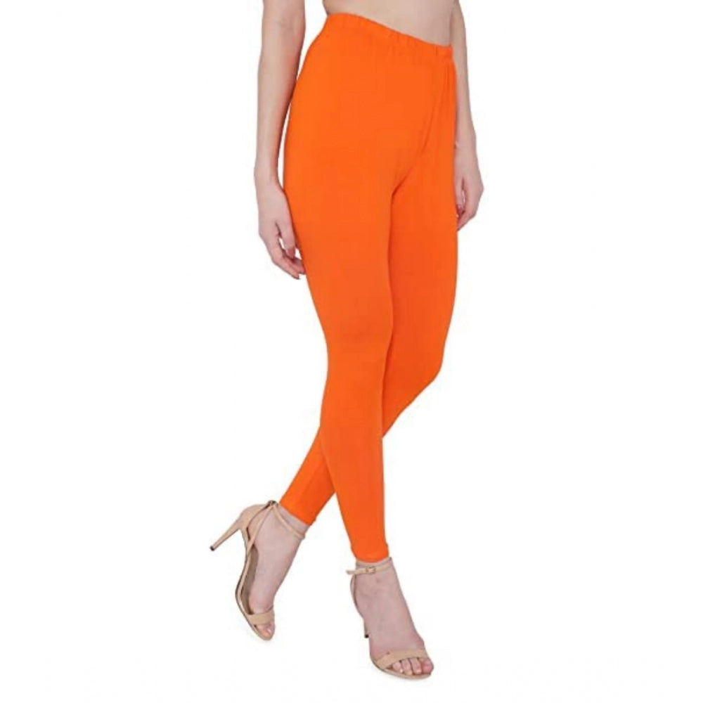 Amfyn Women's Cotton Stretchable Skin Fit Ankle Length Leggings (Orange)