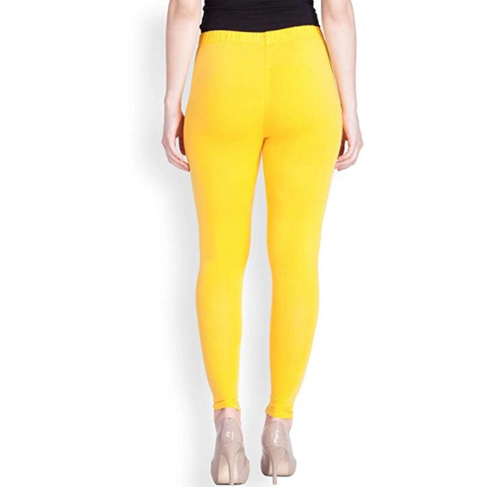 Amfyn Women's Cotton Stretchable Skin Fit Ankle Length Leggings (Yellow)