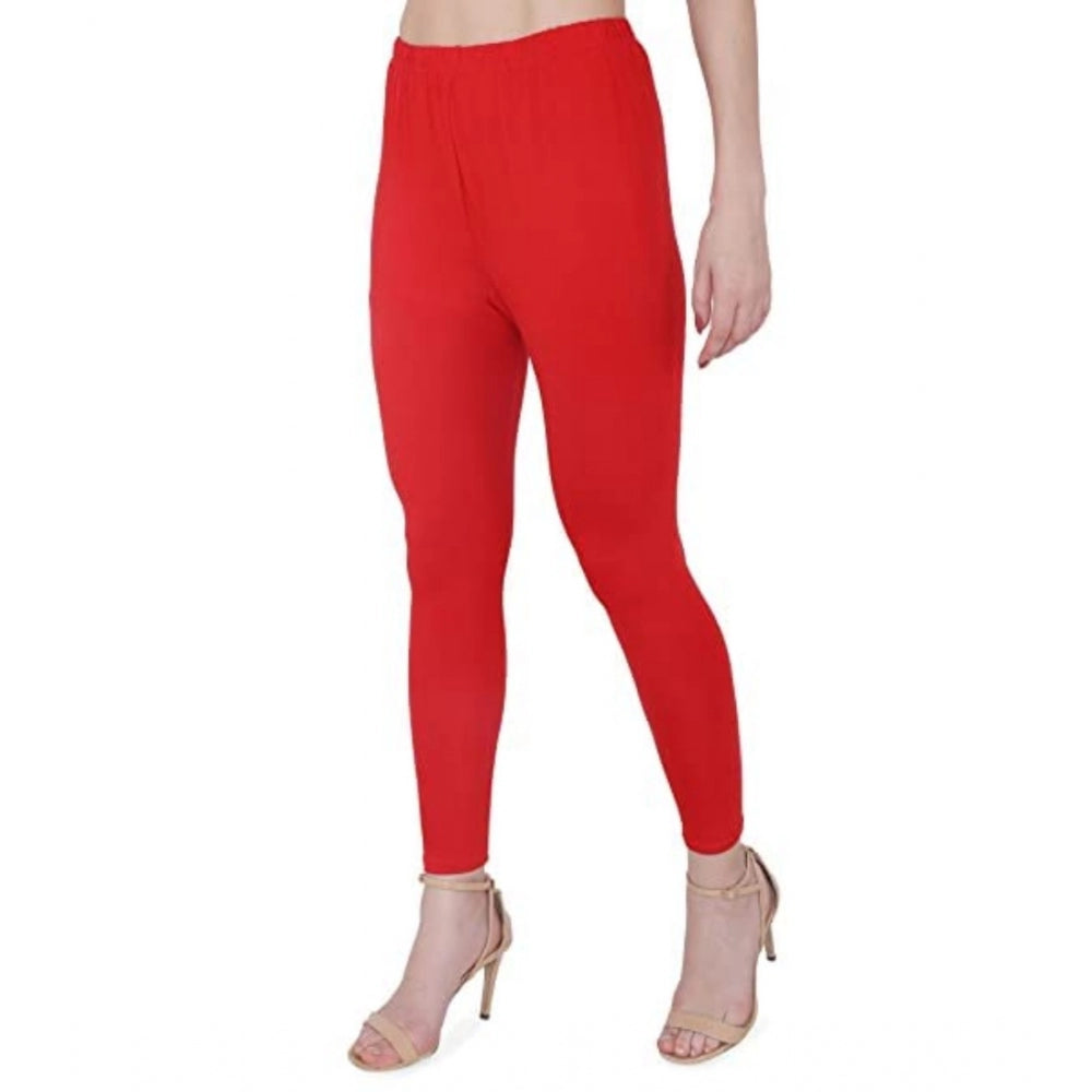 Amfyn Women's Cotton Stretchable Skin Fit Ankle Length Leggings (Red)