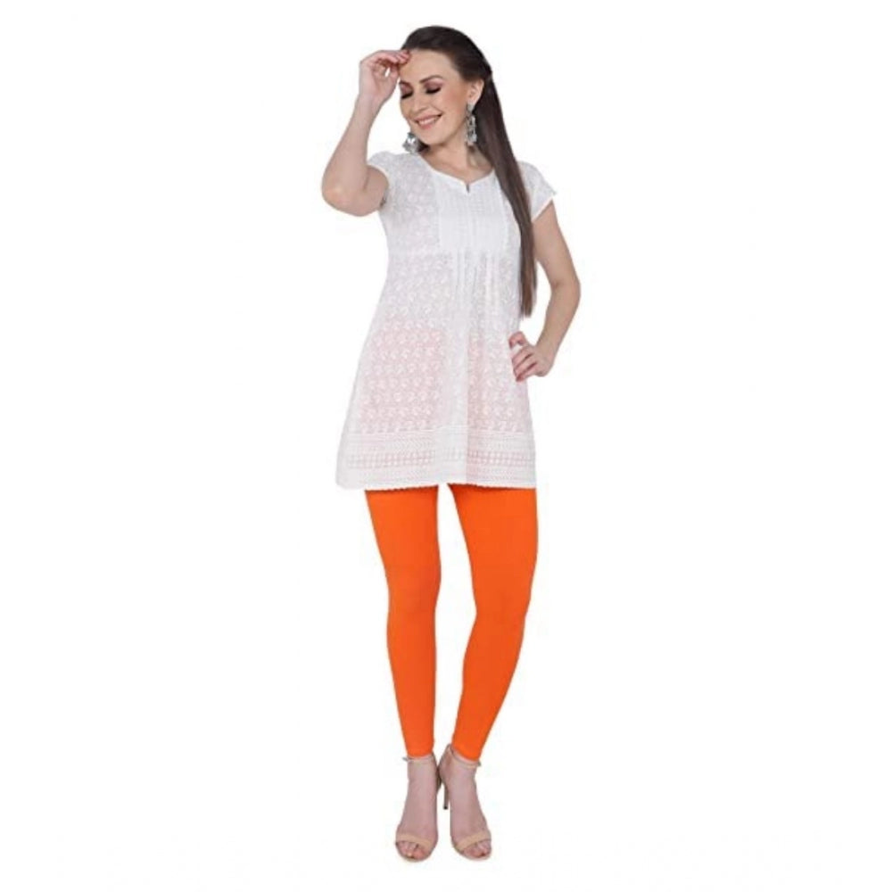 Amfyn Women's Cotton Stretchable Skin Fit Ankle Length Leggings (Orange)