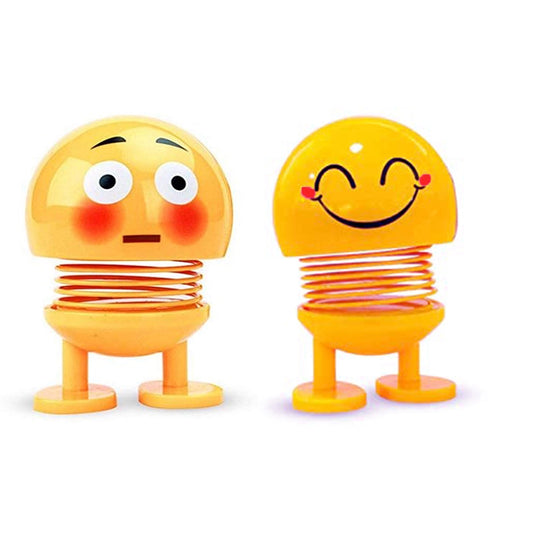 Amfyn 4 Pcs Set_Moving Head Smiley Spring Doll (Yellow)