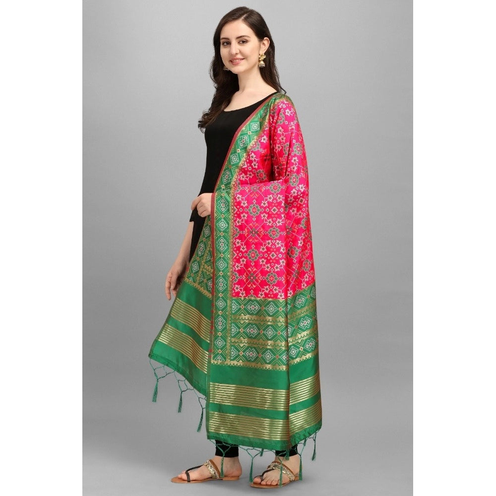 Amfyn Women's Silk Pure weaving Work Duppatta (Pink, Length: 2-2.3 Mtrs)