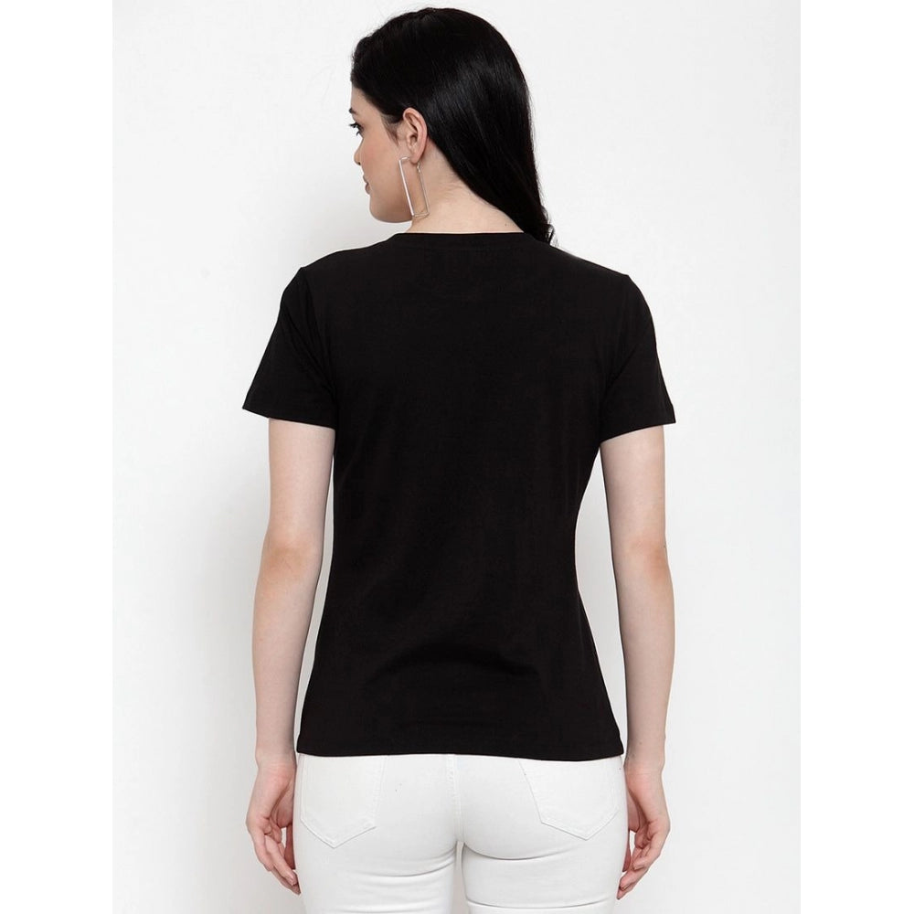 Fashion Women's Cotton Blend Babe Printed T-Shirt (Black)