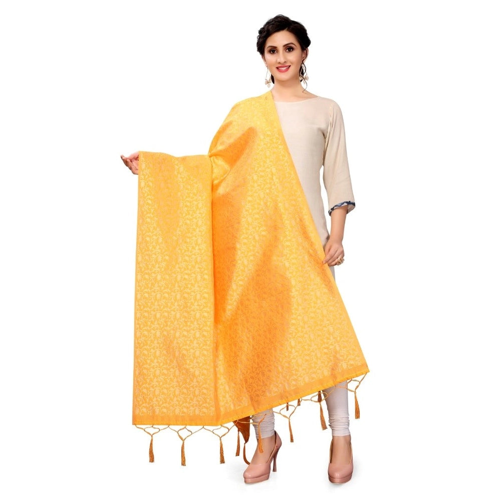 Amfyn Women's Silk Pure weaving Work Duppatta (Honey, Length: 2-2.3 Mtrs)