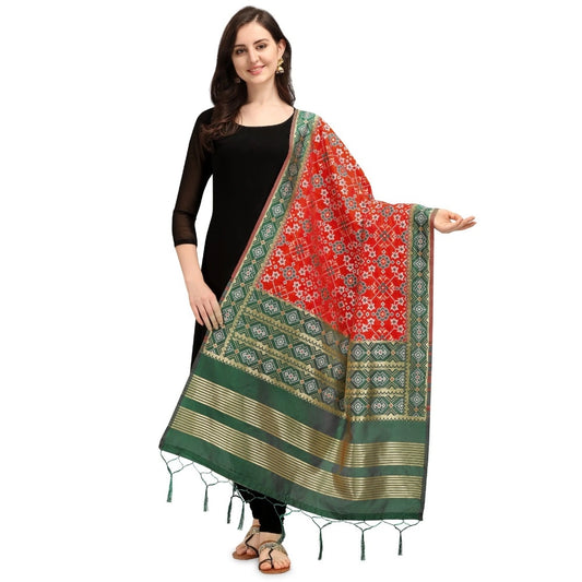 Amfyn Women's Silk Pure weaving Work Duppatta (Red, Length: 2-2.3 Mtrs)