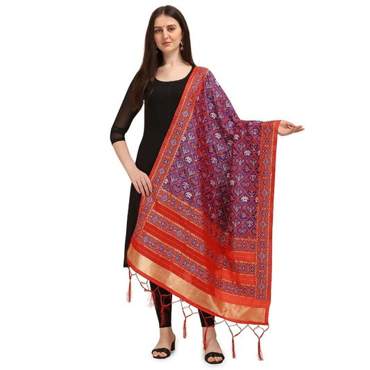 Amfyn Women's Silk Pure Zari weaving Duppatta (Purple, Length: 2-2.3 Mtrs)