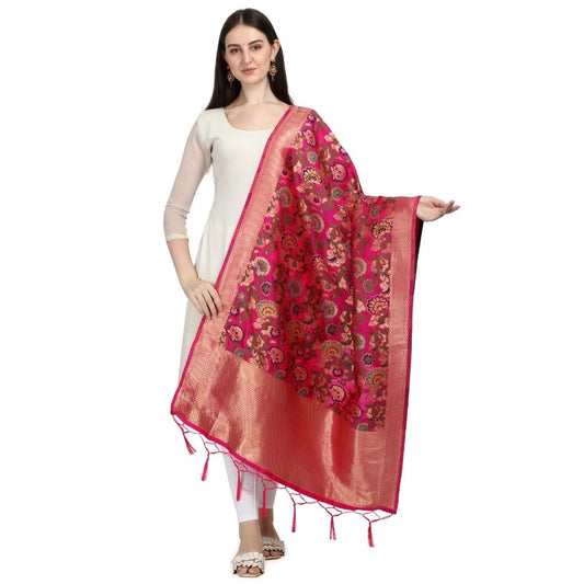 Amfyn Women's Silk Pure Zari weaving Duppatta (red, Length: 2-2.3 Mtrs)