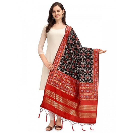 Amfyn Women's Silk Pure weaving Work Duppatta (Black, Length: 2-2.3 Mtrs)