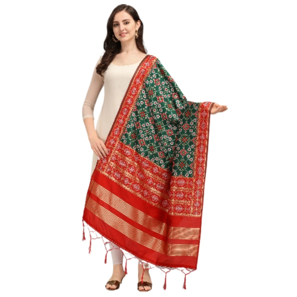 Amfyn Women's Silk Pure weaving Work Duppatta (Green, Length: 2-2.3 Mtrs)